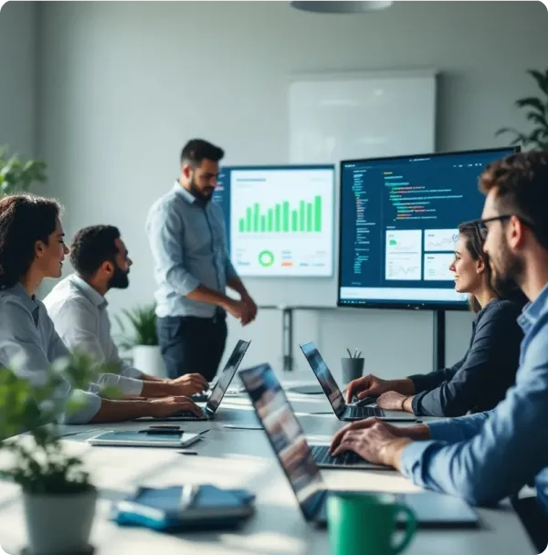 Team working on website